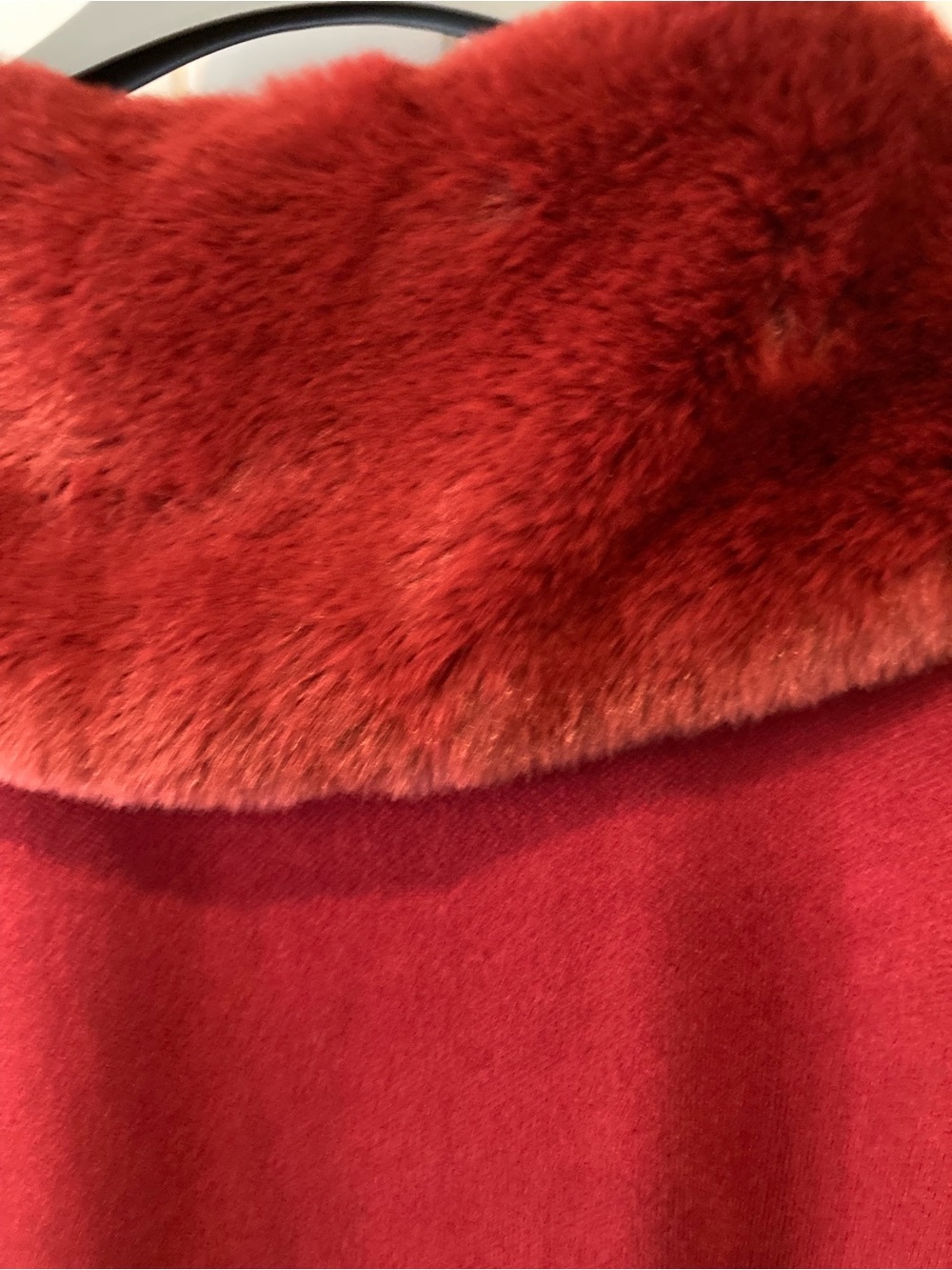 Sioni Deep Red Faux-Fur Trim Hooded Cardigan - Picture 4 of 4